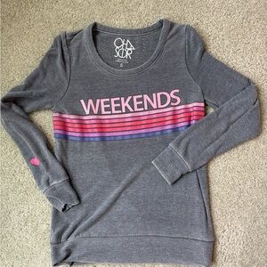 Chaser Heathered Gray Crewneck Top